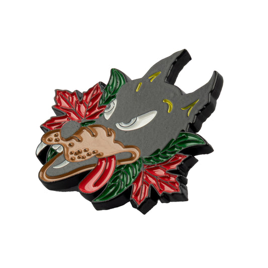 Woodgrain Wolf Enamel Pin