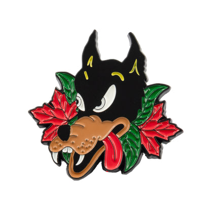 Woodgrain Wolf Enamel Pin