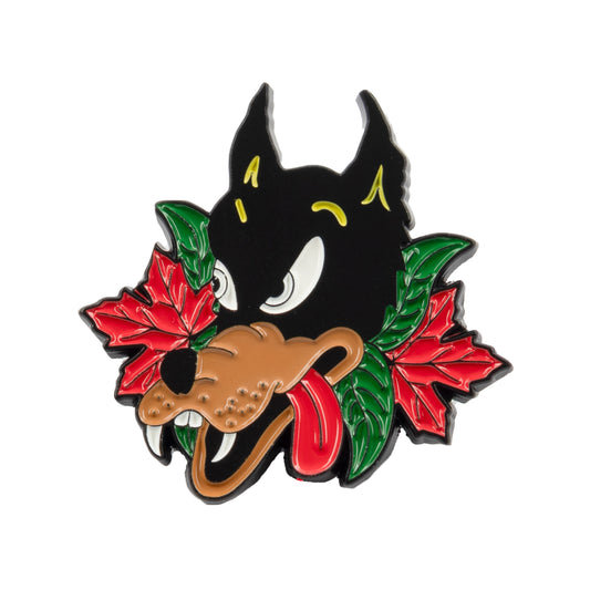 Woodgrain Wolf Enamel Pin