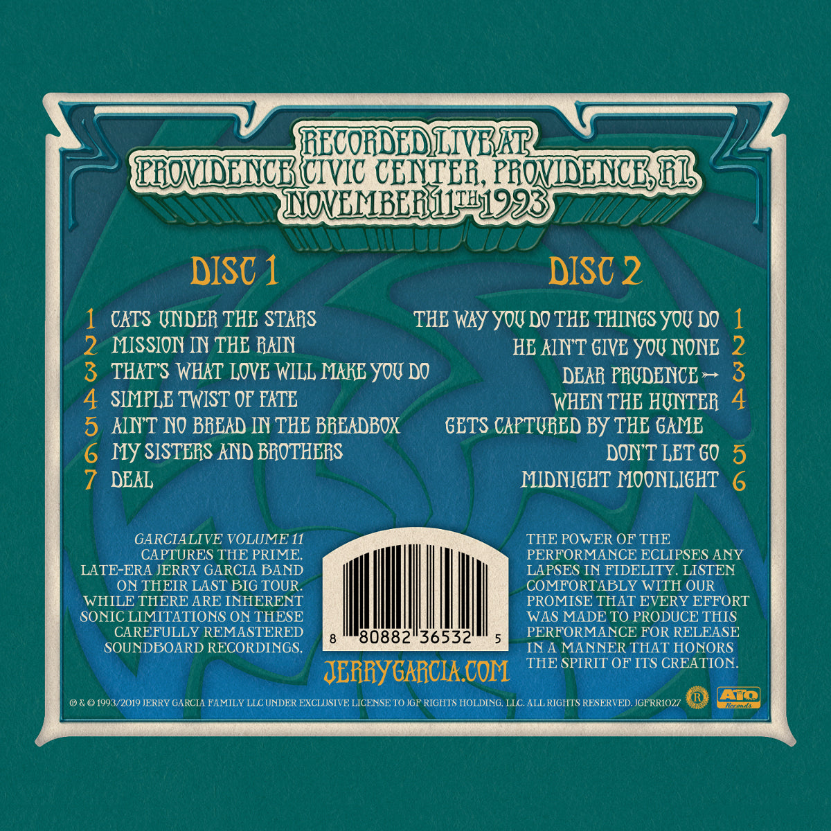 Jerry Garcia Band GarciaLive Volume 11: 11/11/93 2-CD Set or