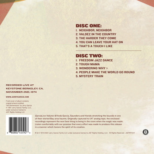 Jerry Garcia & Merl Saunders  GarciaLive Volume 18: November 2nd, 1974 2-CD Set